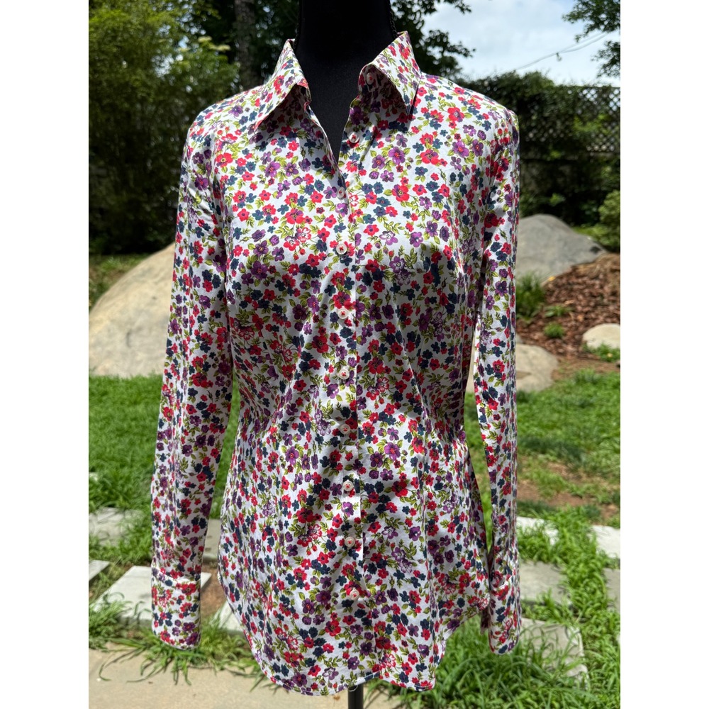 Hawes & Curtis Floral Print Button Down Shirt Multi-Color Womens US8/UK12